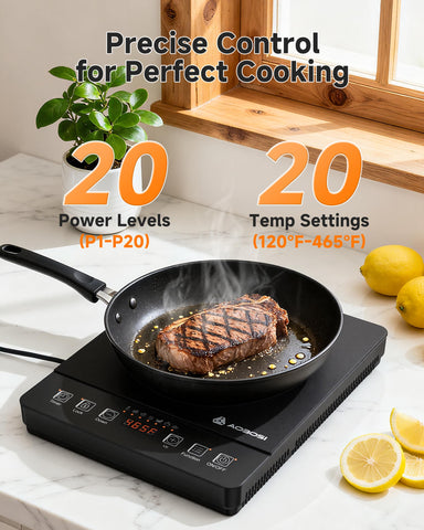 AAOBOSI portable induction cooktop 6.8-inch coil highlights even heating