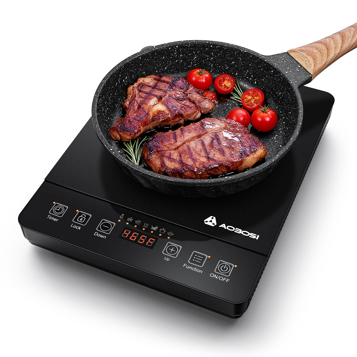 AAOBOSI portable induction cooktop front panel, compact design ideal for small kitchens