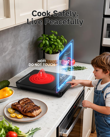 AAOBOSI portable induction cooktop safety lock indicator highlights family-friendly safety