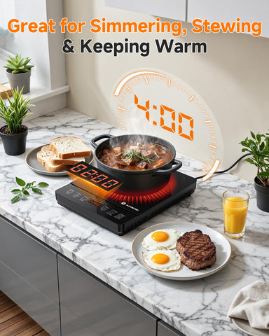 AAOBOSI portable induction cooktop timer display supports precise cooking times