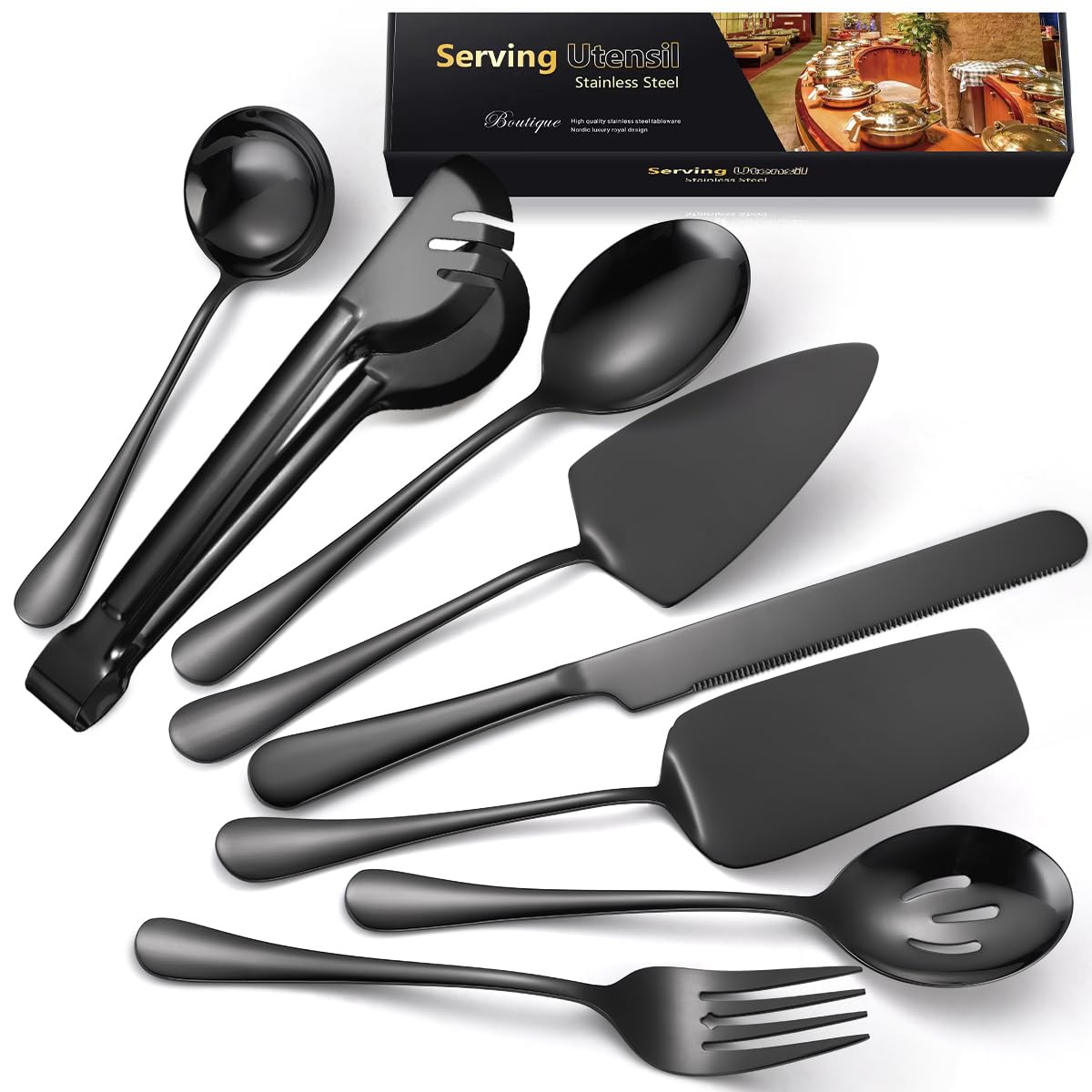 AARAINBOW Exquisite 8-pieces serving spoon enhances buffet presentation and portion control