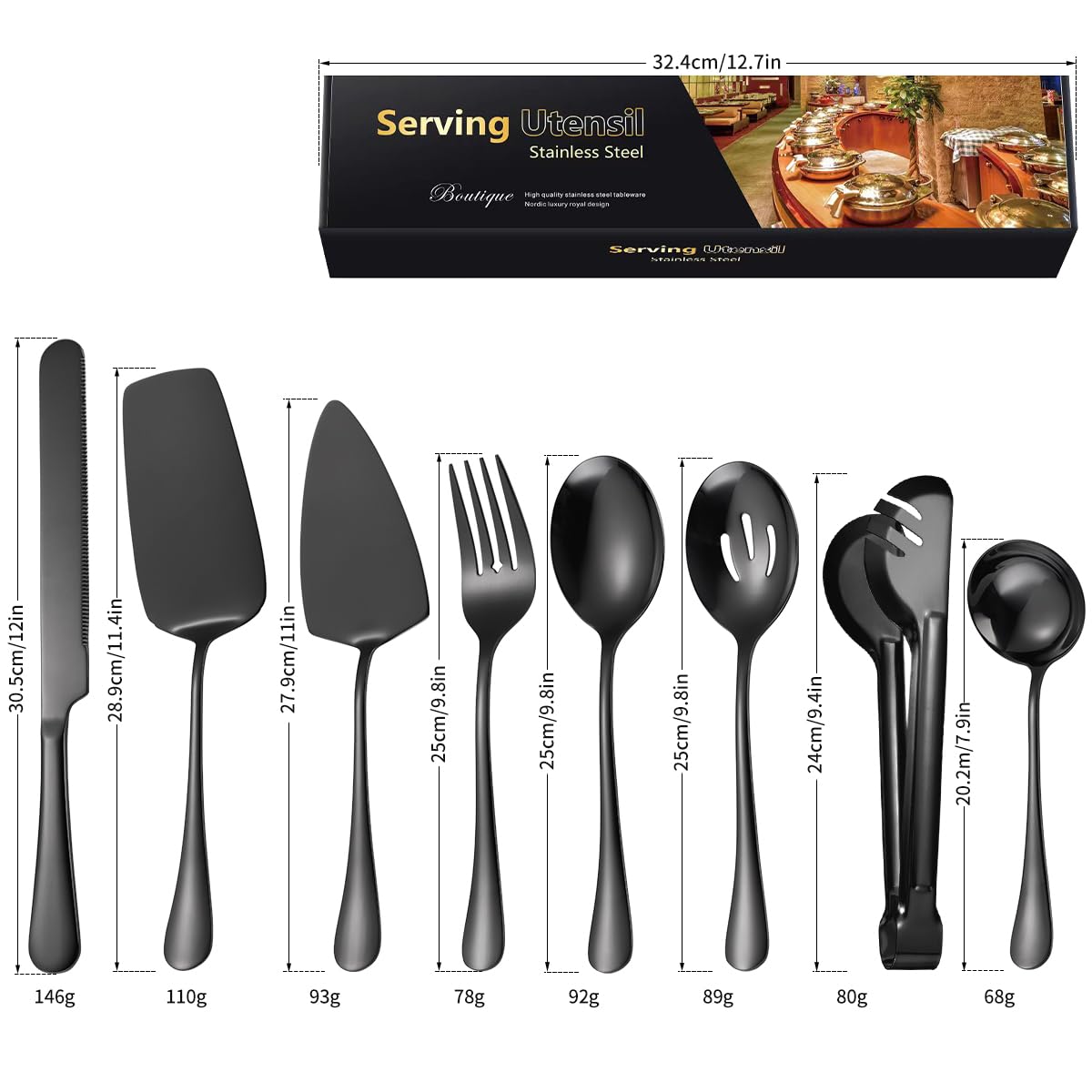 AARAINBOW Exquisite 8-pieces set with slotted spoon for draining sauces