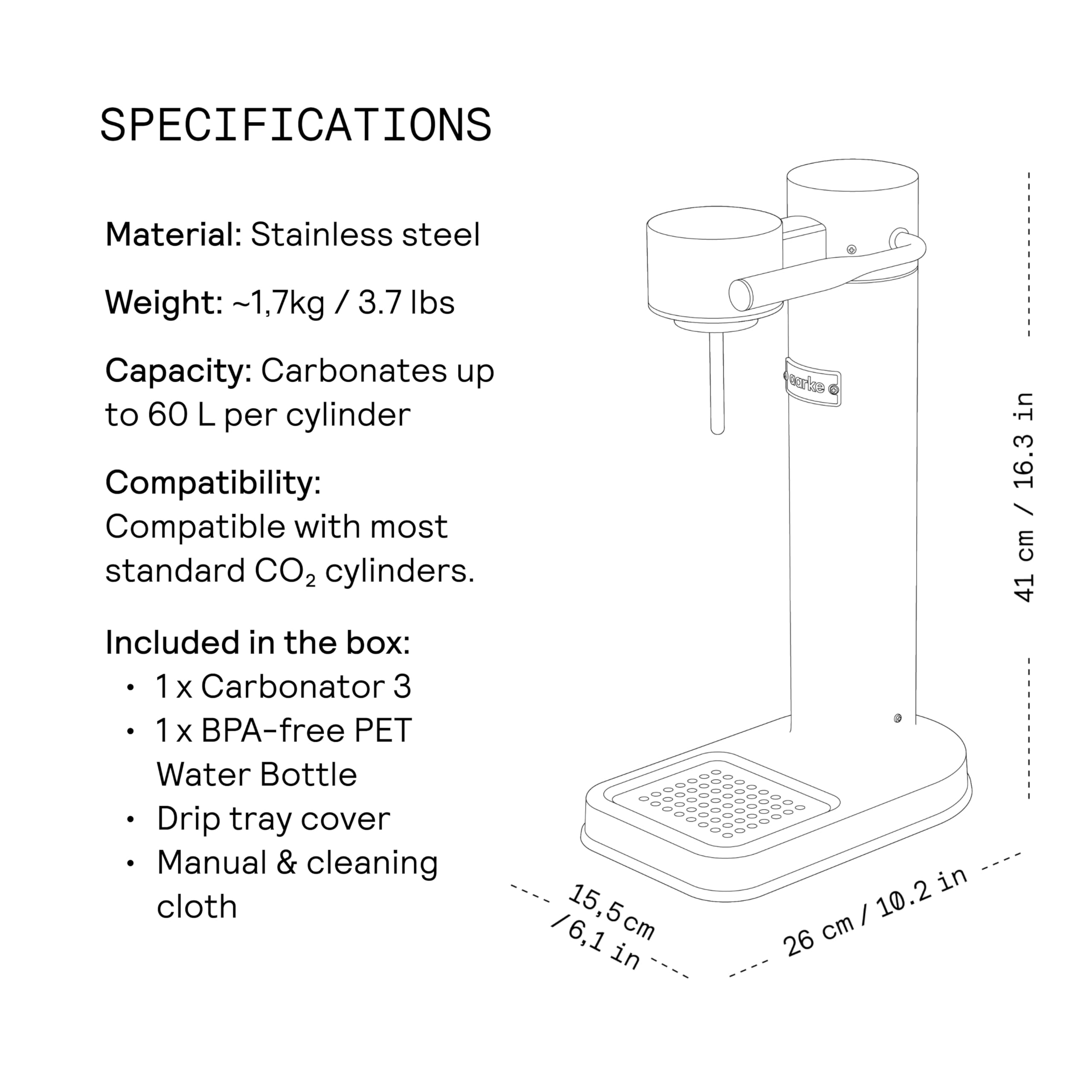 Aarke Carbonator III 800 ml bottle capacity for family servings
