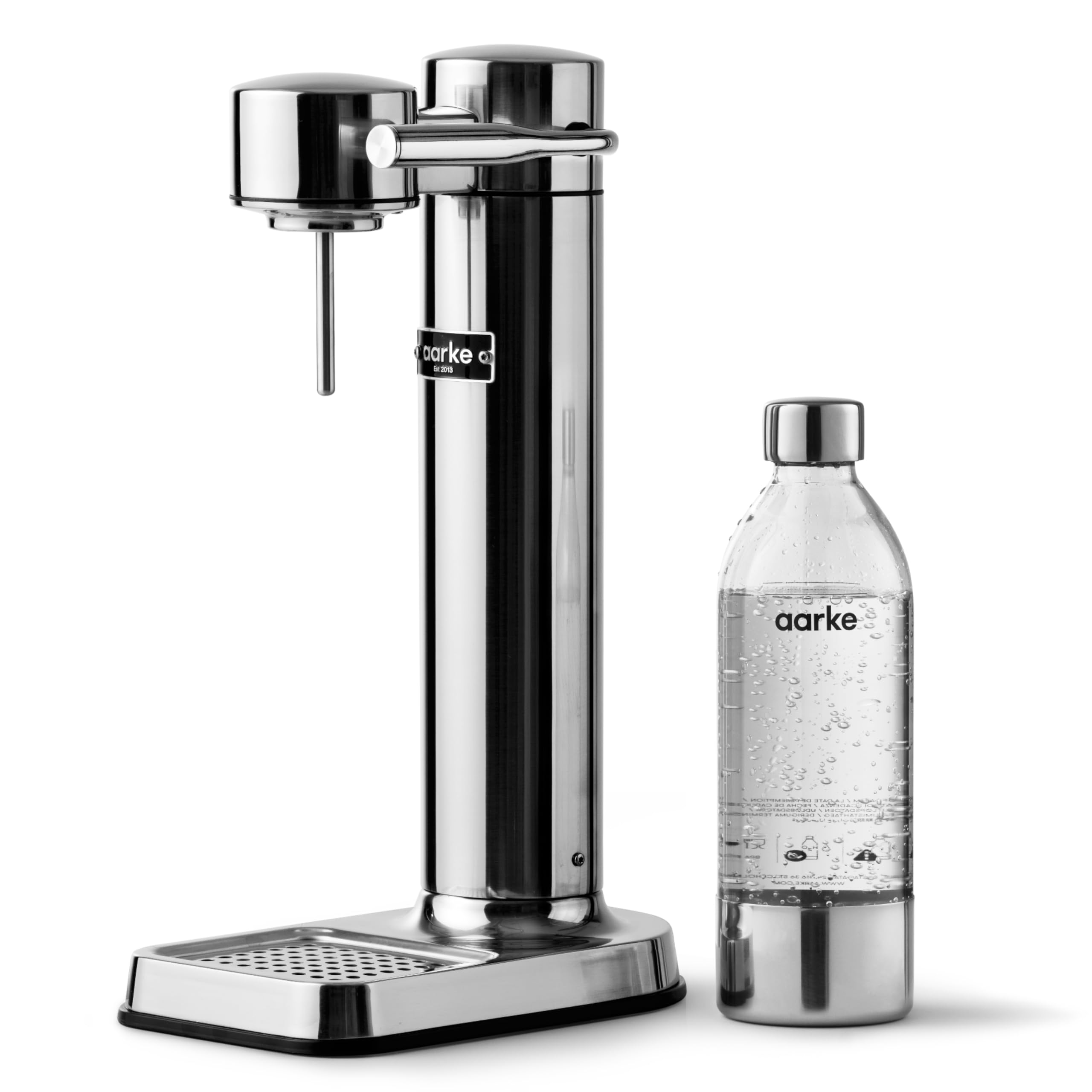 Aarke Carbonator III stainless steel unit on kitchen counter for premium sparkling water