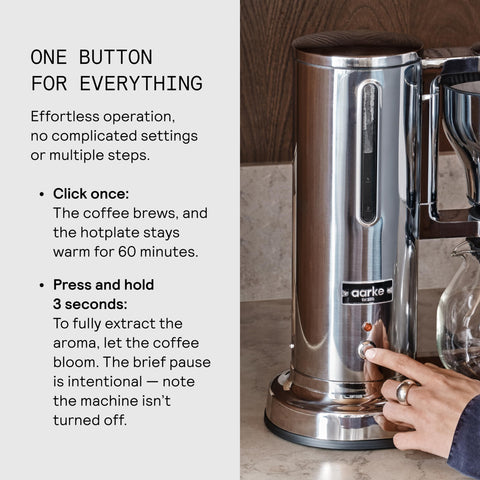 Aarke 360° filter basket demonstrates even extraction like a barista.