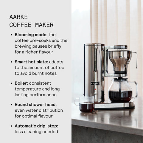 Aarke blooming mode image emphasizes enhanced flavor extraction and smoother notes.