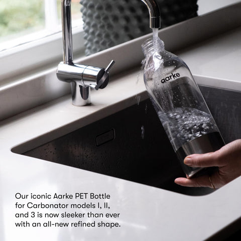 Aarke bottle cap close-up highlights BPA-free, safe reuse.