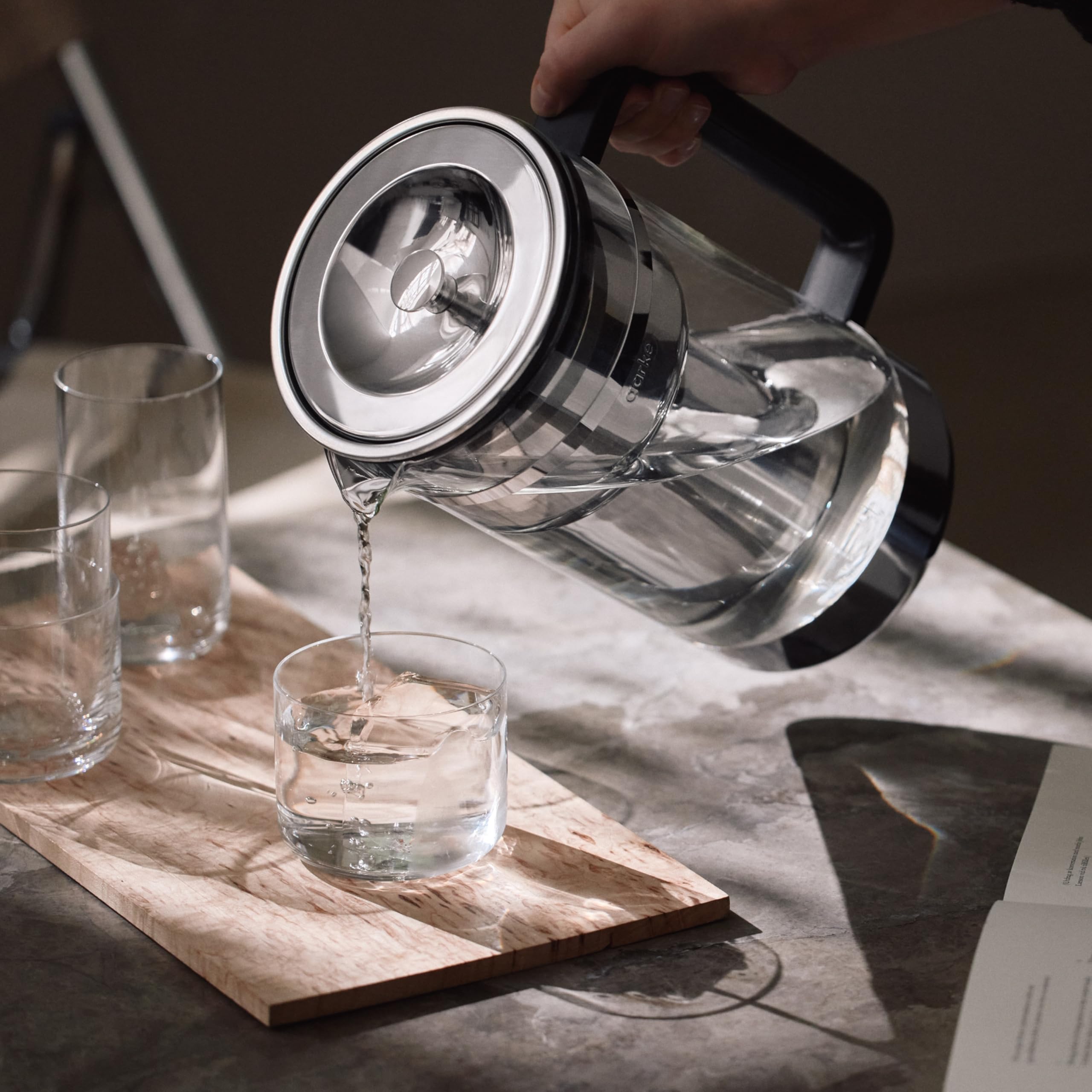 Aarke purifier silicone bumper protects the glass carafe during everyday use.