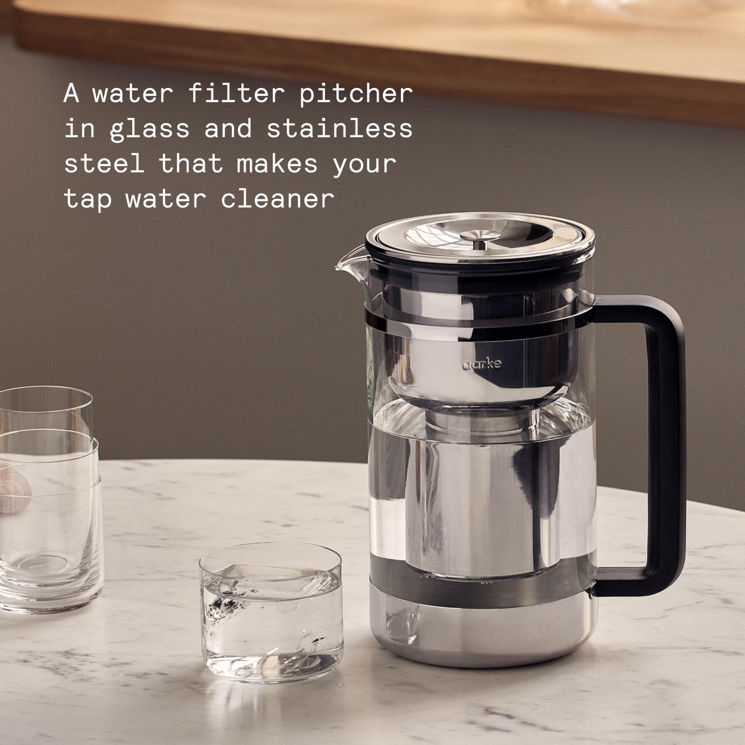Aarke purifier stainless steel cartridge fits securely for easy, eco-friendly filtration.
