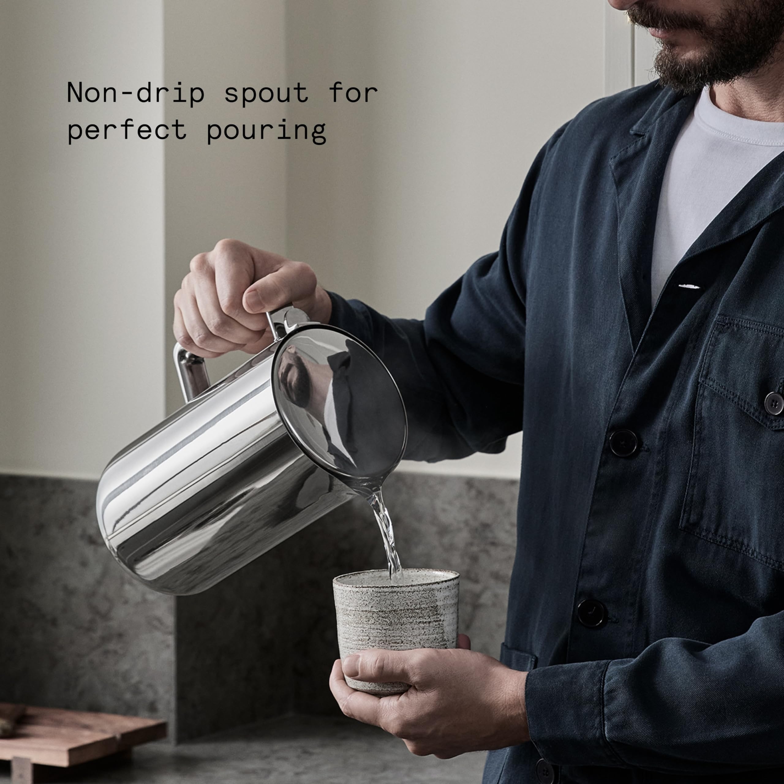 Aarke kettle features dry boil protection for safety.