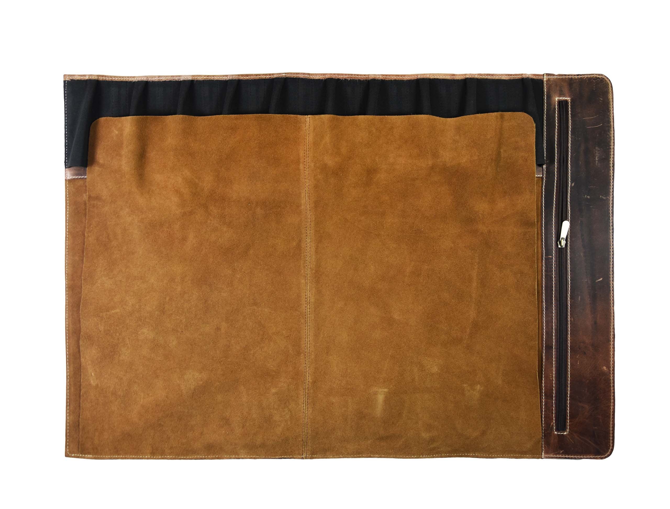 Stretch-pocket layout keeps ten knives neatly organized for quick access