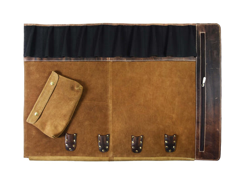 Vintage buckles secure the roll for durable, classic storage