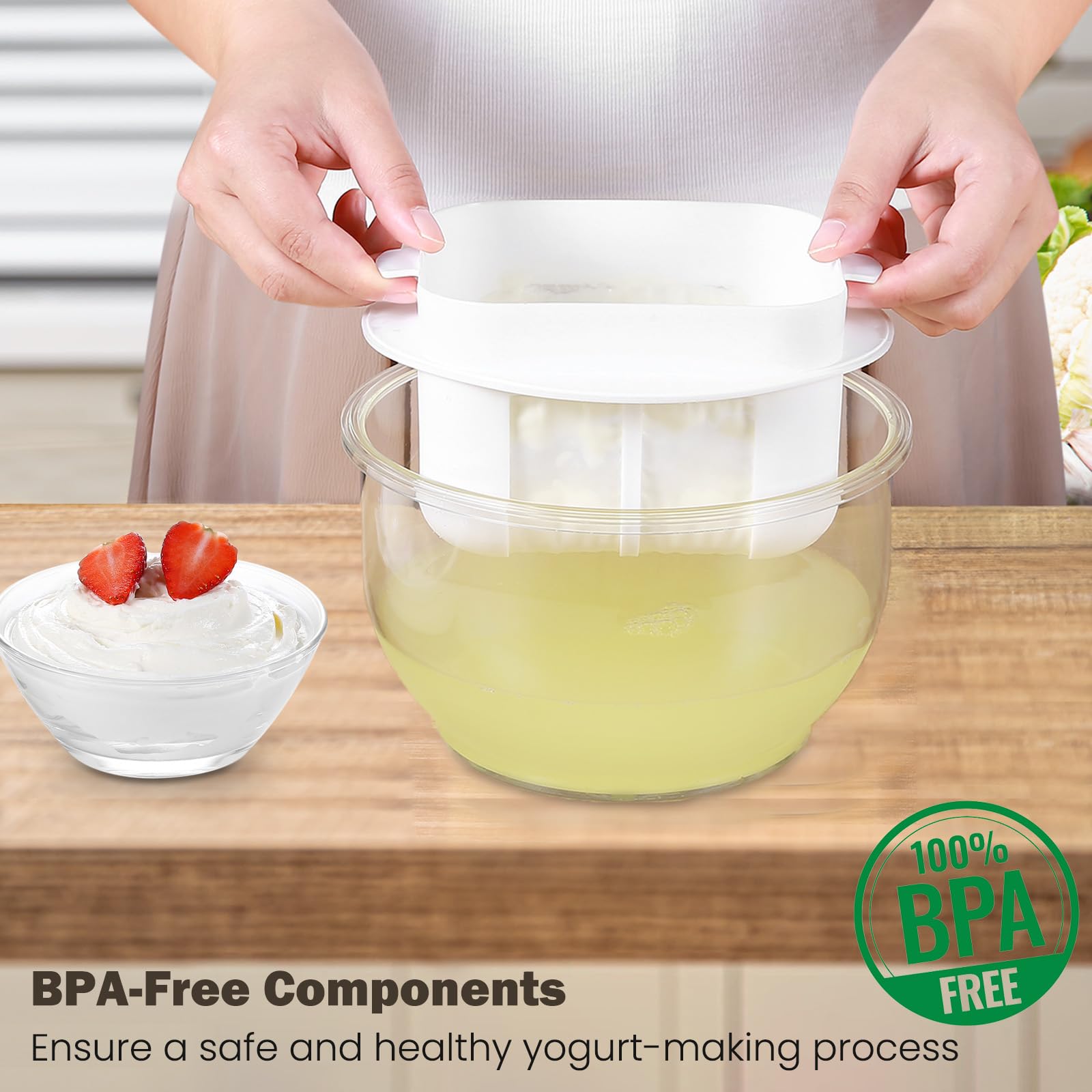 Aastrogleam Greek Yogurt Strainer inner basket accommodates 2 qt for thicker texture