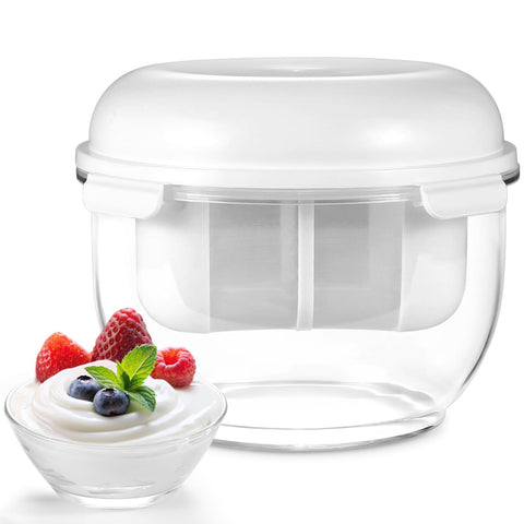 Aastrogleam Greek Yogurt Strainer outer container holds 2.3 qt for convenient DIY yogurt