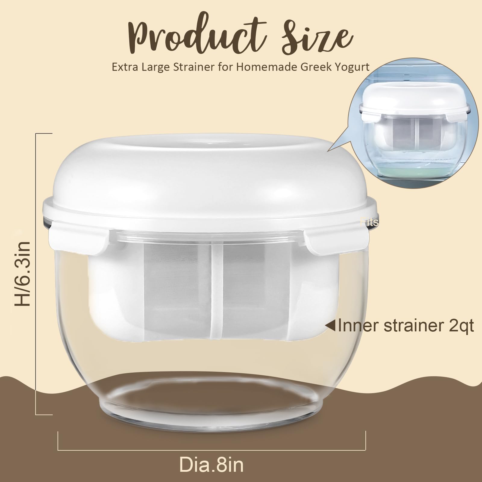 Aastrogleam Greek Yogurt Strainer enables easy whey separation for thick yogurt