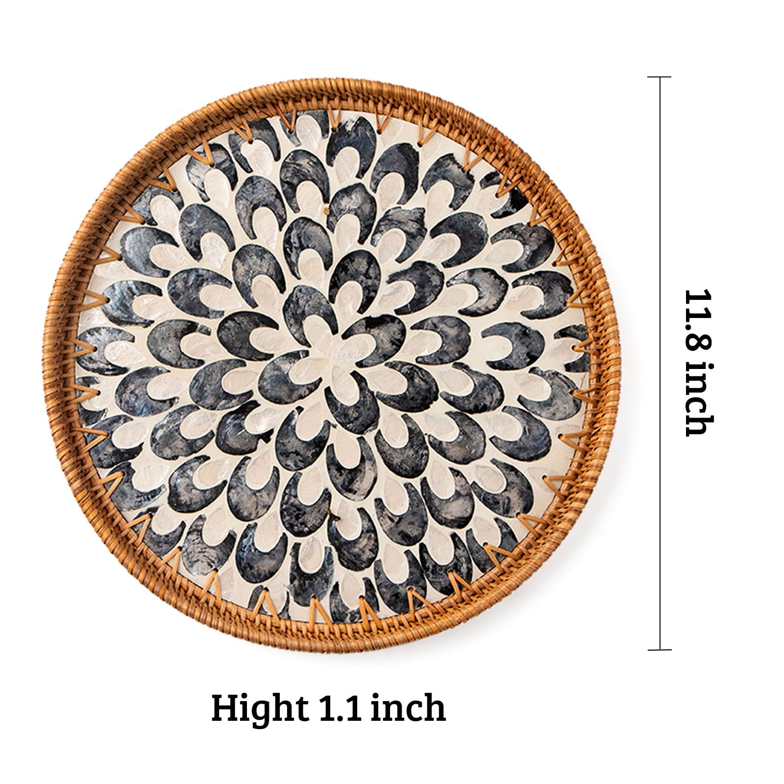 Handwoven round tray highlights eco-friendly rattan and craftsmanship for home decor.