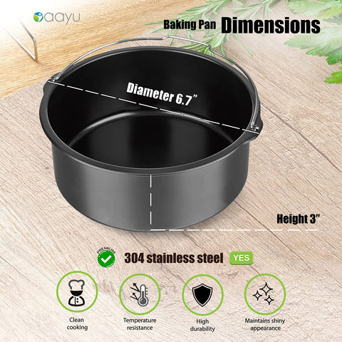 Aayu baking pan fits Instant Pot, COSORI, and other models for versatile cooking.