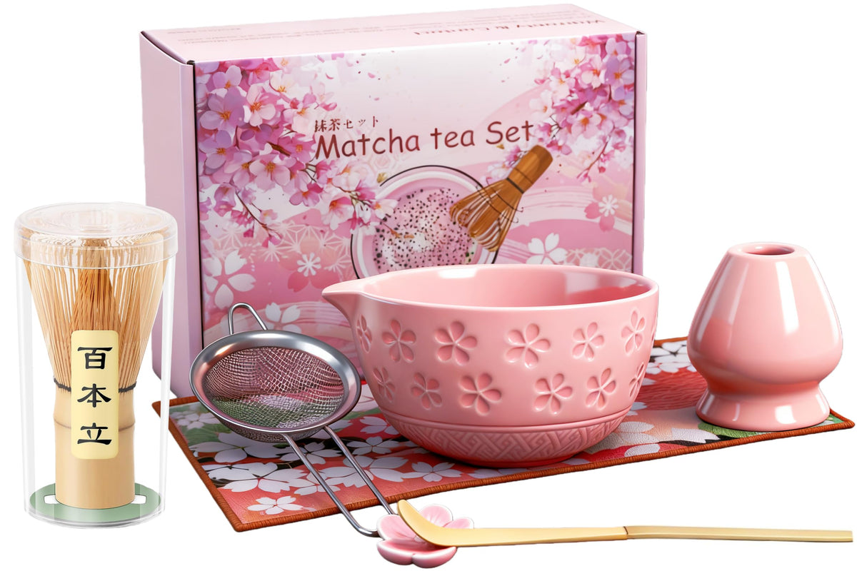 AB AttaBoy matcha bowl chawan with cherry blossom design for authentic tea tasting