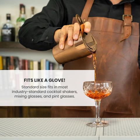 A Bar Above high-density spring Hawthorne strainer delivers clean pours.