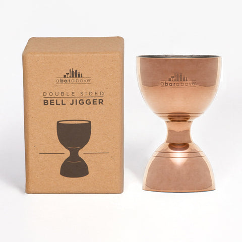 A Bar Above Premium Bell Jigger with 1 oz side and precise markings for quick pours