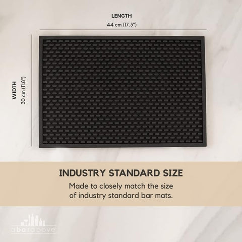 A Bar Above bar mat dishwasher-safe for effortless cleanup after service.