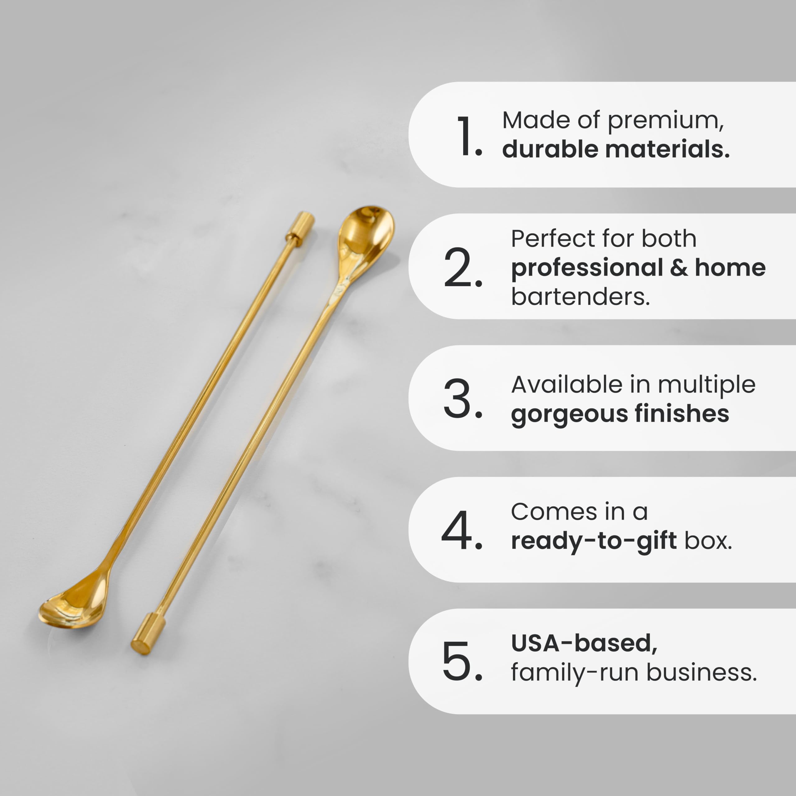 A Bar Above smooth-handle spoon for quick, controlled mixing.