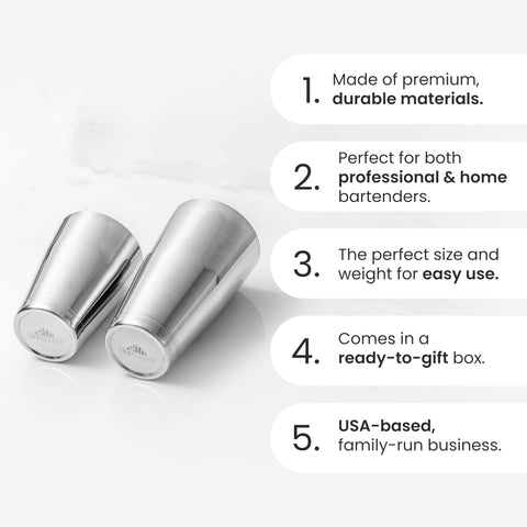 A Bar Above shaker featuring ergonomic grip for comfortable, quick shaking.