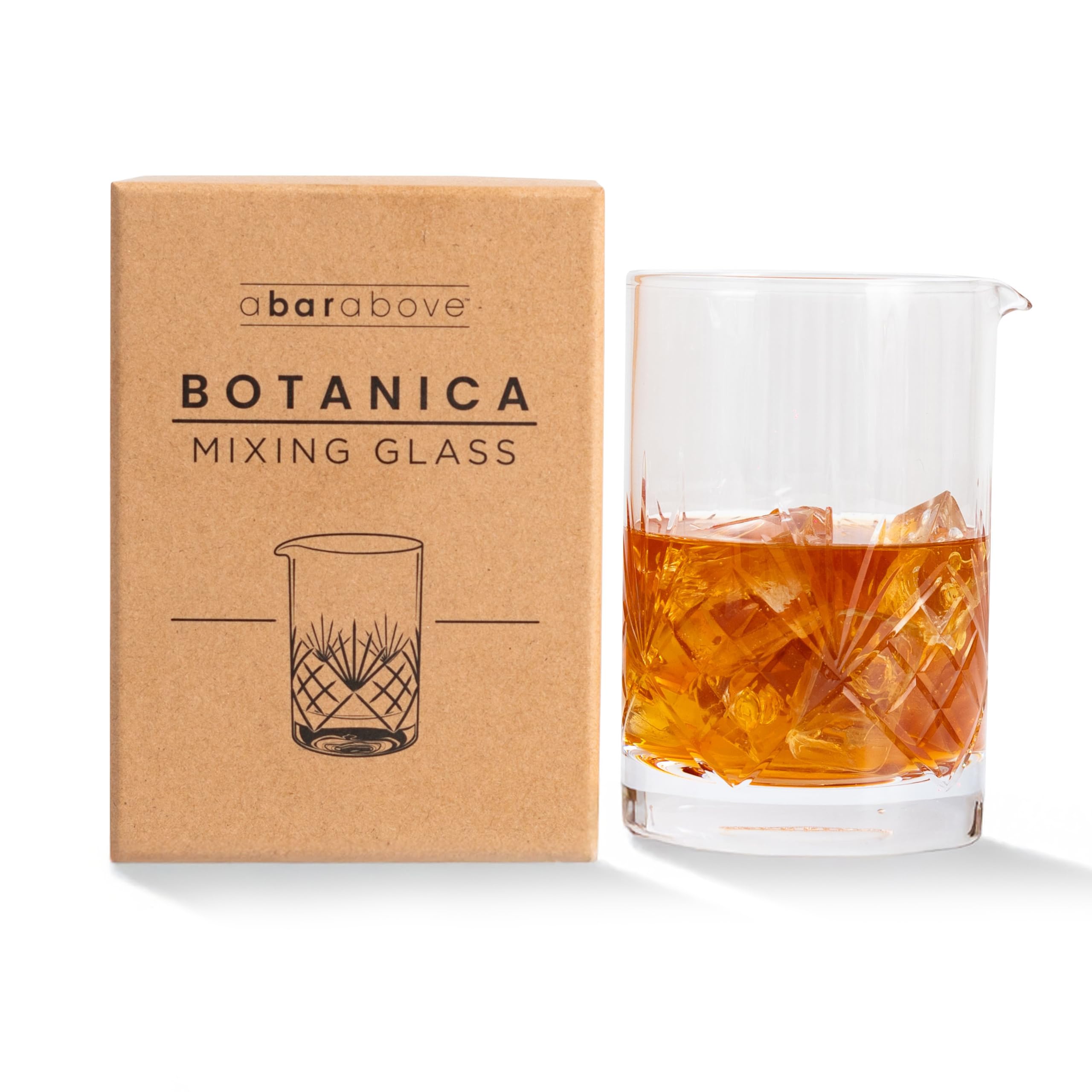 A Bar Above Botanica 18 oz stirring pitcher, clear crystal for precise dilution.