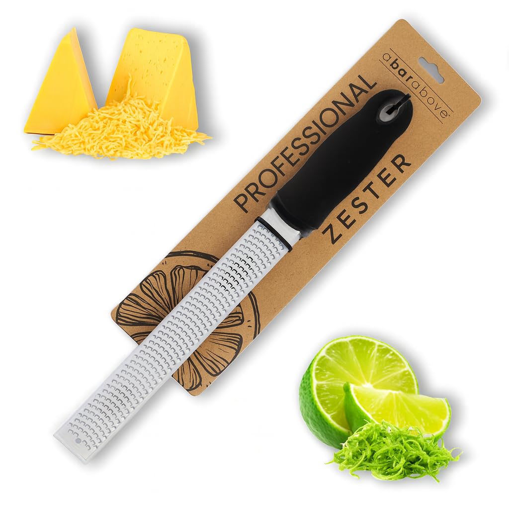 A Bar Above 12 inch cheese grater and lemon zester delivers precise citrus zest.