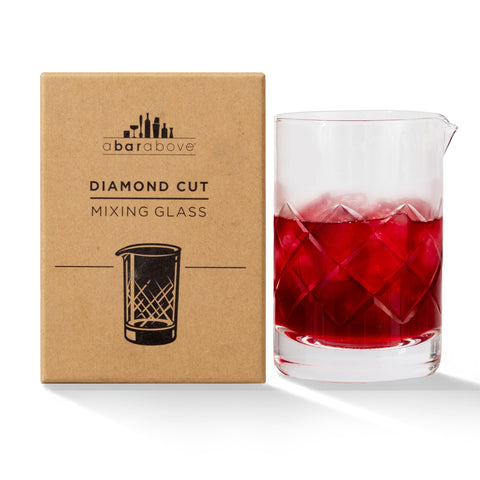 A Bar Above cocktail mixing glass 18oz with diamond-cut crystal for precise dilution.