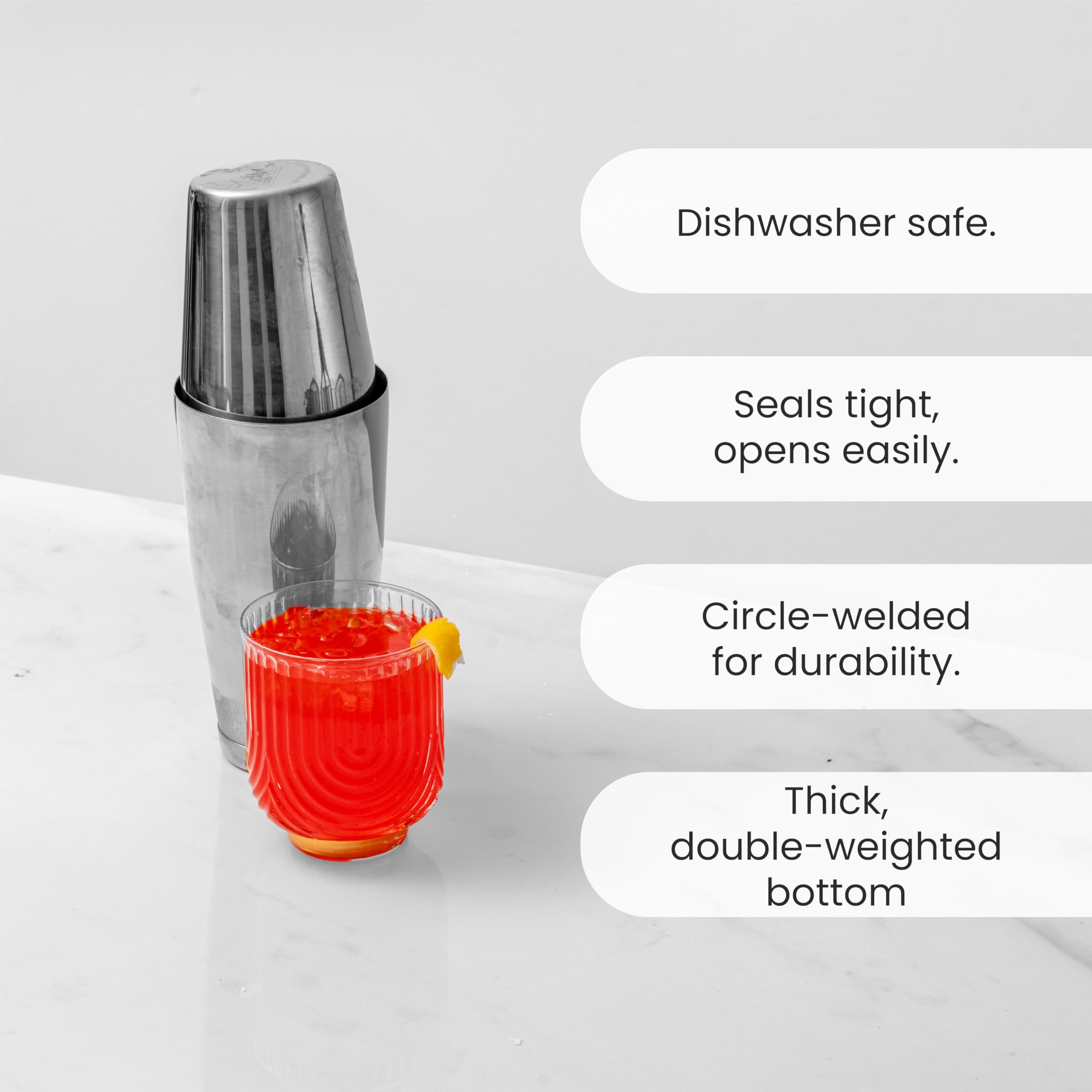 A Bar Above shaker is dishwasher safe for easy cleanup.