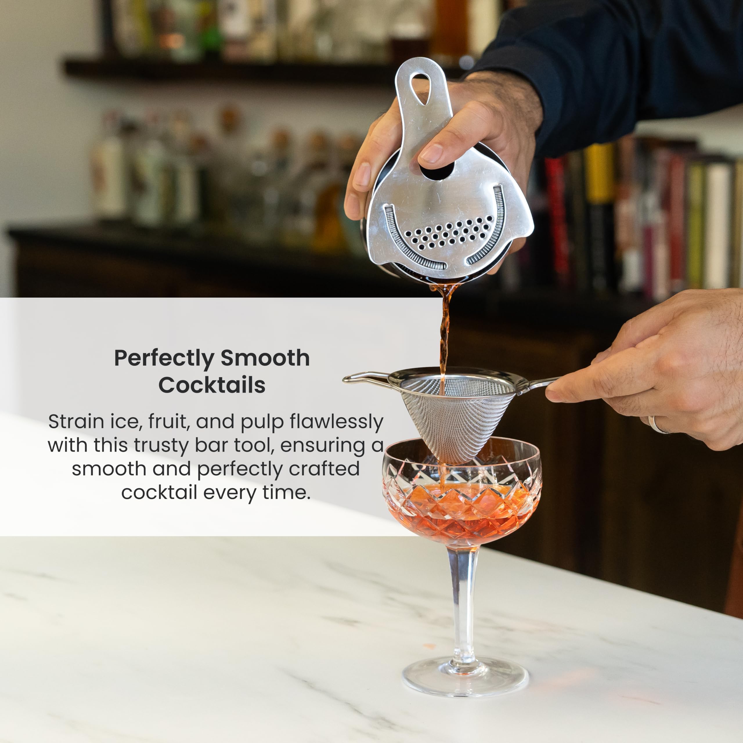 A Bar Above strainer used for double-straining cocktails to remove ice shards