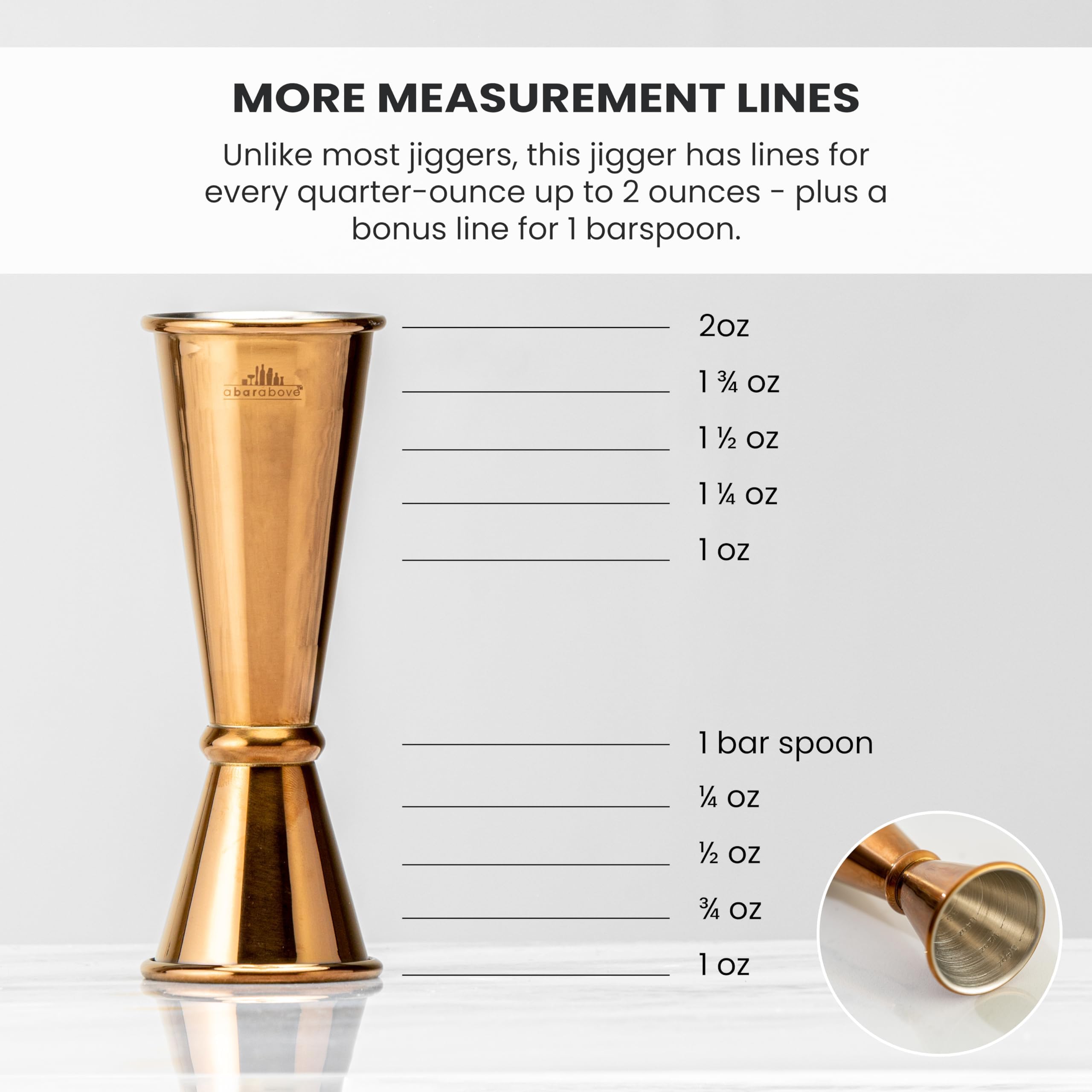 A Bar Above jigger is dishwasher safe for easy cleanup