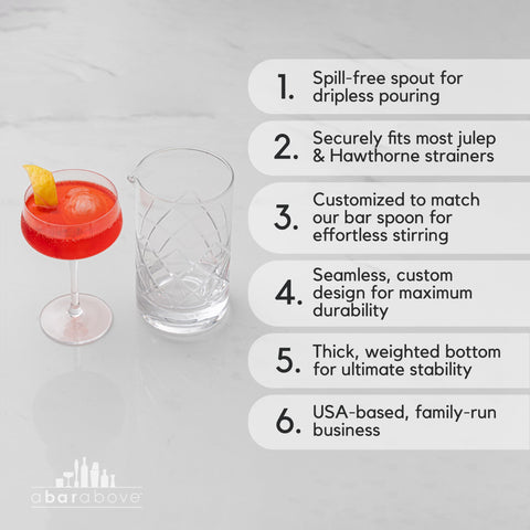 A Bar Above lead-free crystal mixer combines durability with elegant barware.