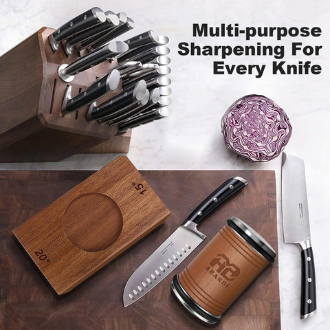 Abardi knives sushi and Damascus use for precise edge in fine-cutting tasks.