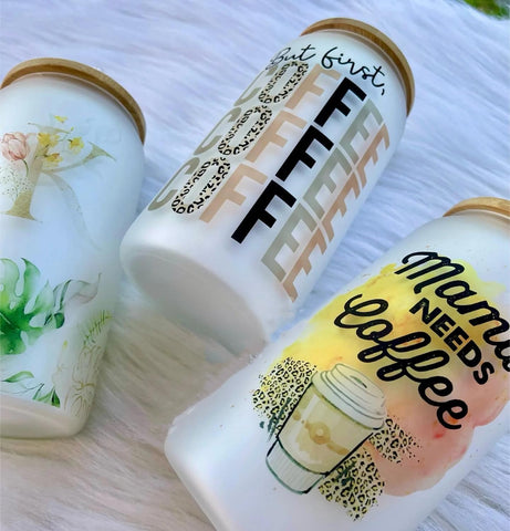 ABBSH dishwasher-safe frosted tumbler with bamboo lid, keeps designs neat.
