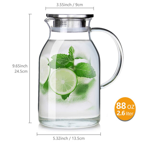 Abdodar glass pitcher interior view shows thick borosilicate construction.