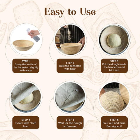 Abioto banneton basket easy to clean with light flour dusting
