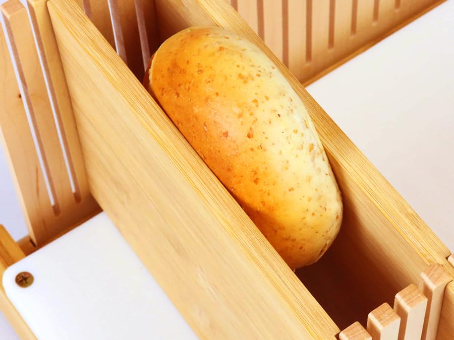 Abioto bread slicer with knife length guide for optimal blade match