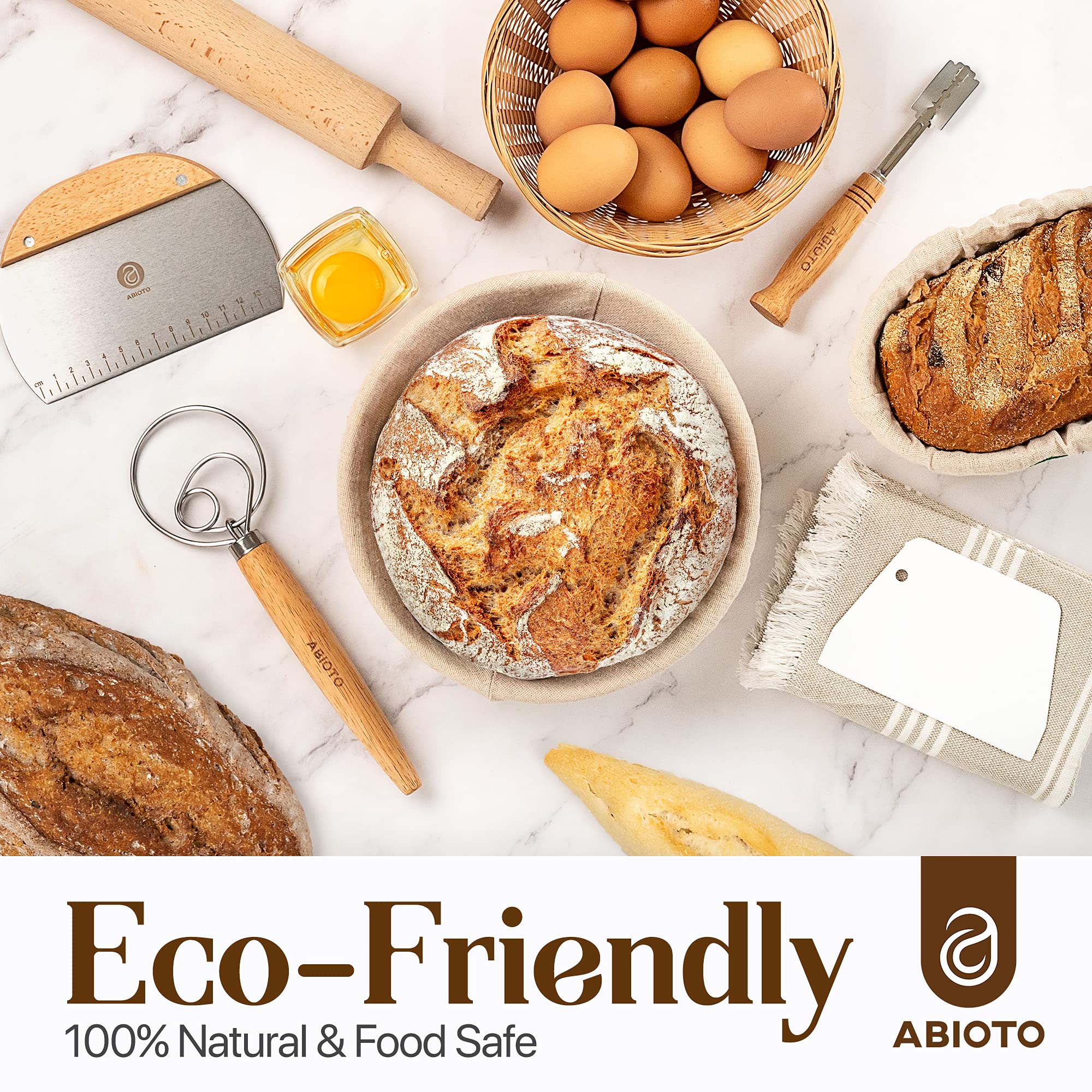 Abioto gift packaging presents a thoughtful sourdough kit for home bakers.