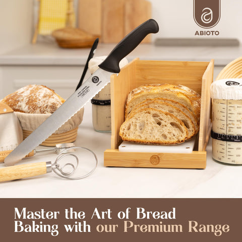 ABIOTO kitchen-ready knife on board showcases versatile bread preparation