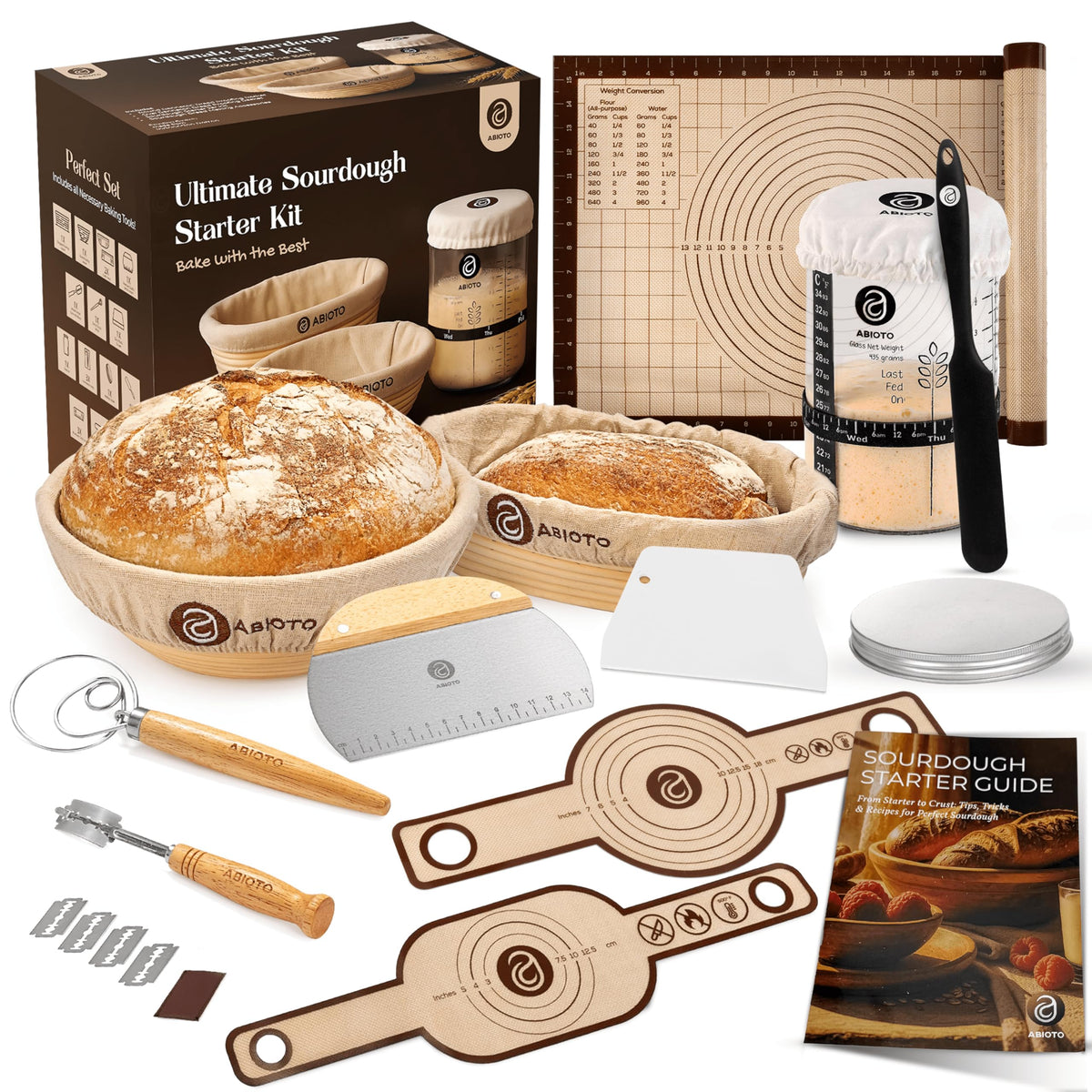 ABIOTO Sourdough Starter Kit starter jar for easy health tracking of your starter.