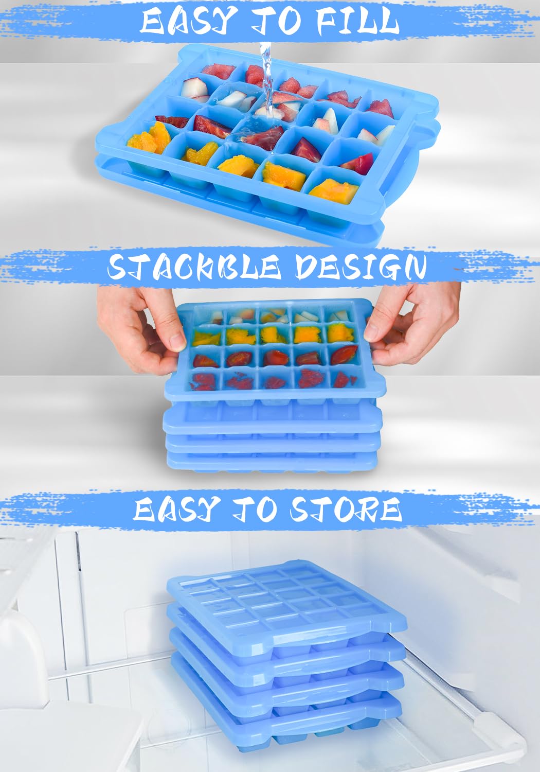Aibirui durable PP material ice tray keeps cubes crack-resistant