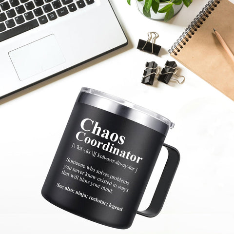 Abledn Chaos Coordinator mug-tumbler in car cup holder for on-the-go