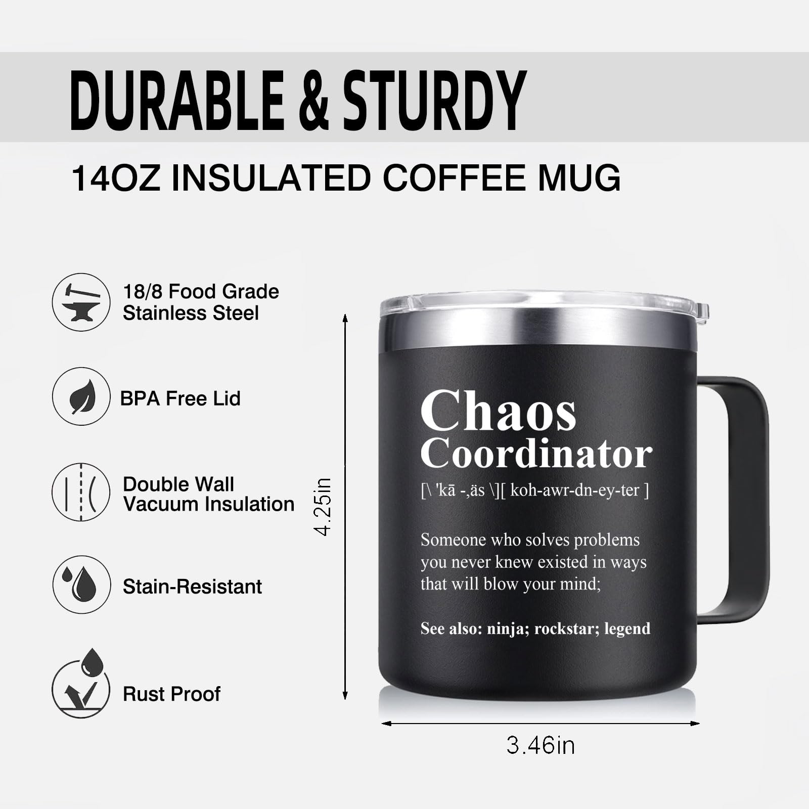 Handheld Abledn Chaos Coordinator mug-tumbler showing comfortable grip