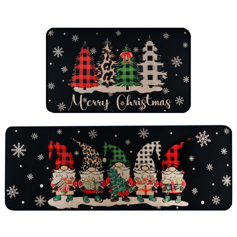 ABONDEVER Christmas kitchen rug set of 2 with gnome motif, anti-fatigue comfort for busy kitchens.