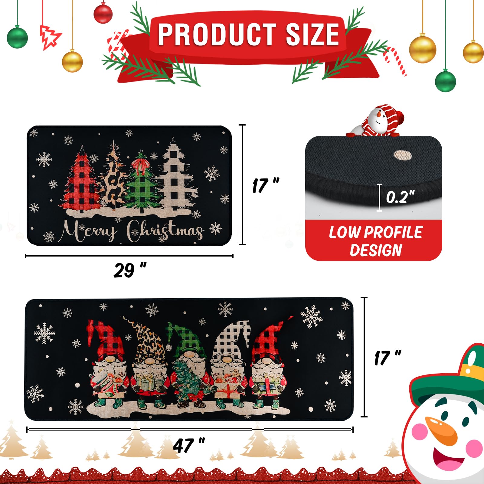 ABONDEVER Christmas trees pattern rug brings seasonal flair to any kitchen or entry.