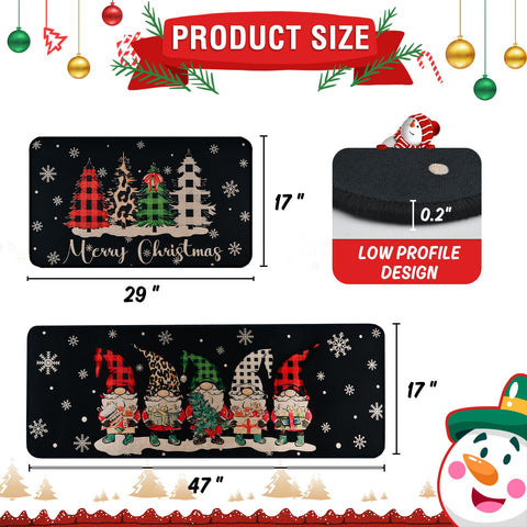 ABONDEVER Christmas trees pattern rug brings seasonal flair to any kitchen or entry.