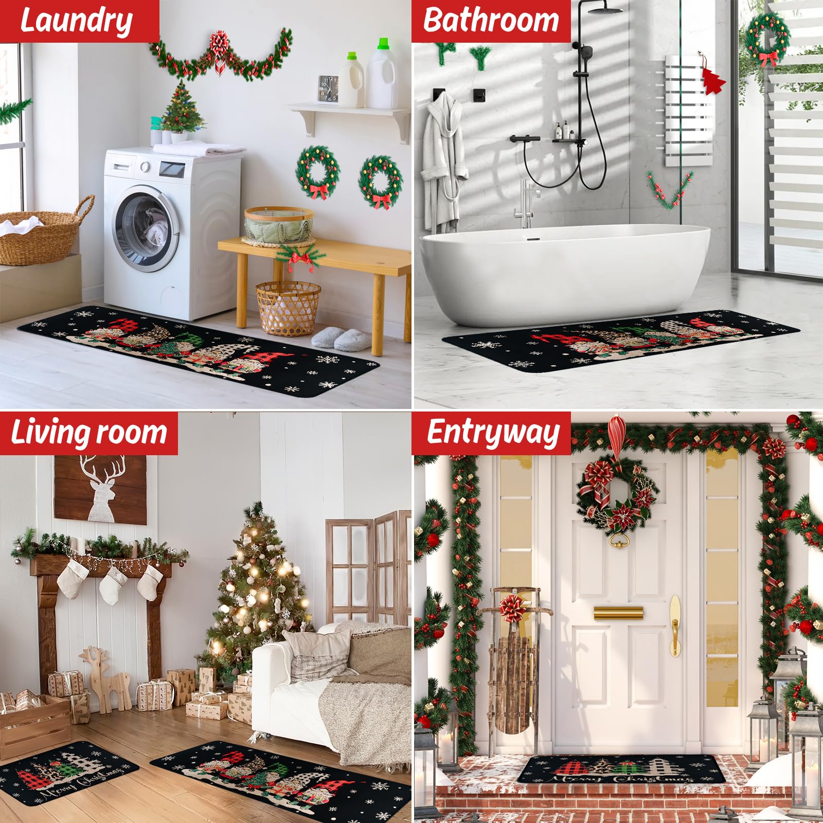 ABONDEVER indoor-outdoor Christmas mats for versatile use around the home.