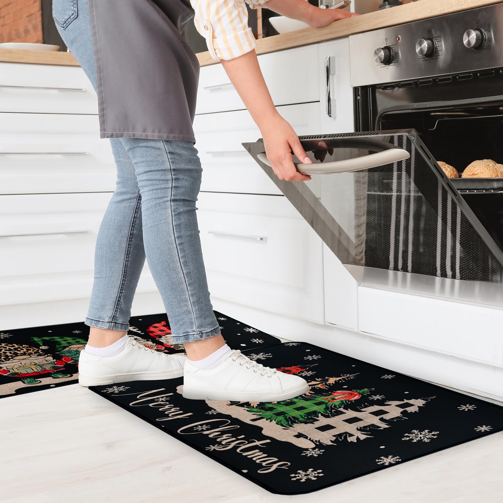 ABONDEVER two-piece rug set adapts to multiple kitchen spaces and entryways.